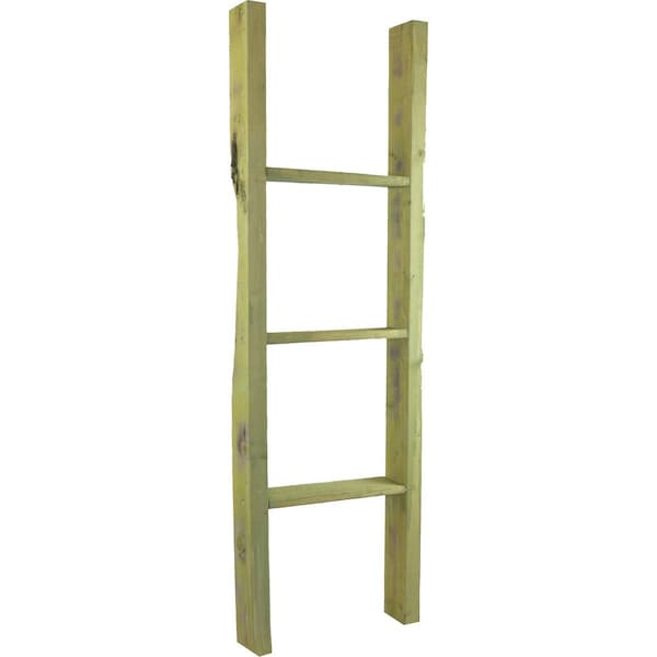 Ekena Millwork 15"W x 48"H x 3 1/2"D Vintage Farmhouse 3 Rung Ladder, Barnwood Decor Collection, Restoration Green DECR015X048X04LDRGR - main